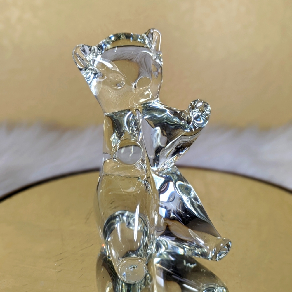 FM Konstglas Crystal Clear Art Glass Bear 6 in Paperweight
